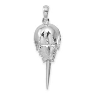 925 Sterling Silver RH Plated Moveable Horseshoe Crab Necklace Charm Pendant